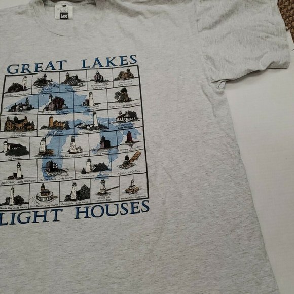 Great Lakes Light Houses Lee Graphic T-Shirt XXL - Picture 8 of 10
